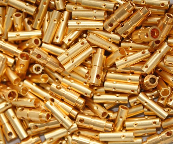 An abstract array of small components plating in gold